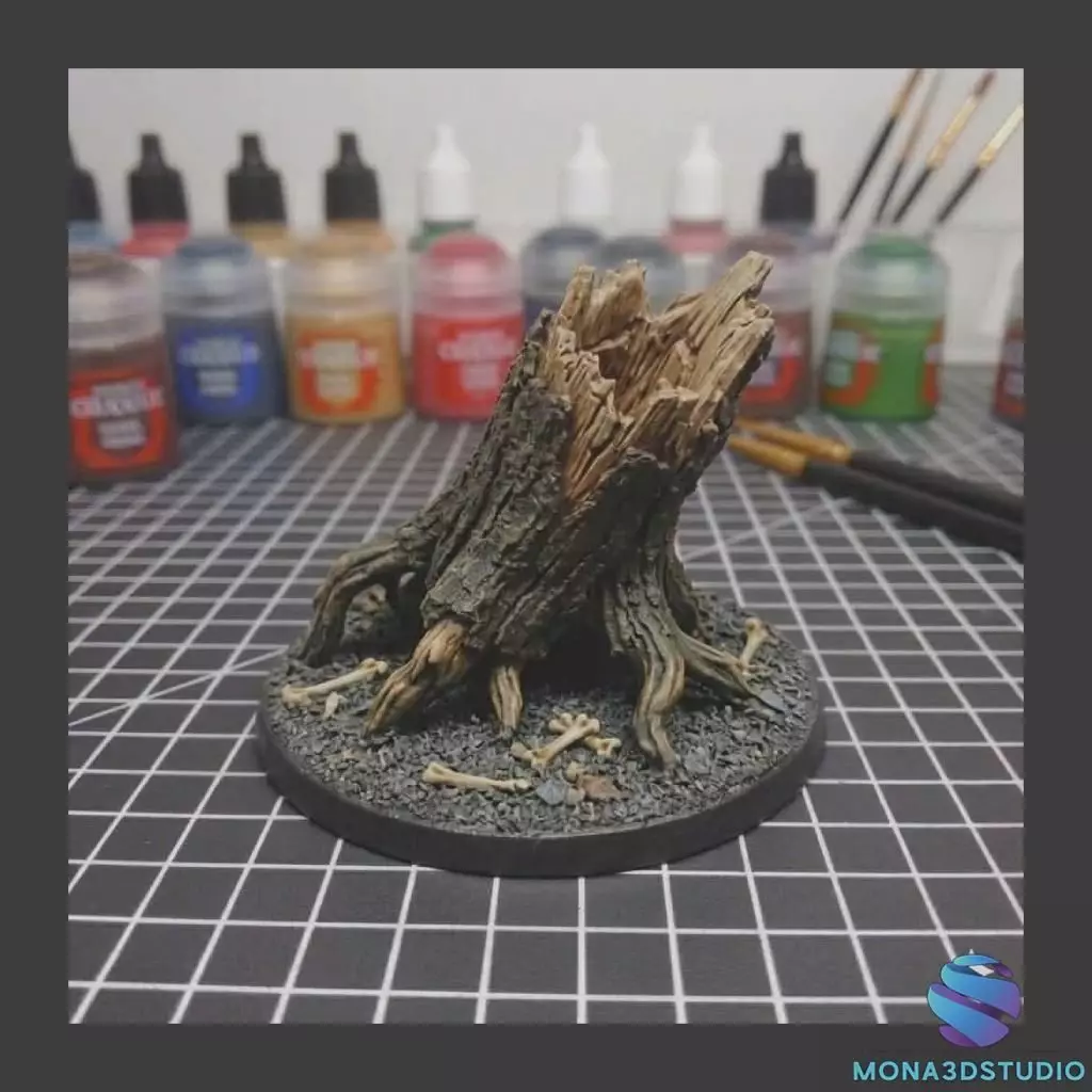 Ancient Tree Stump with Bones - Scenery Miniature Free 3D print model