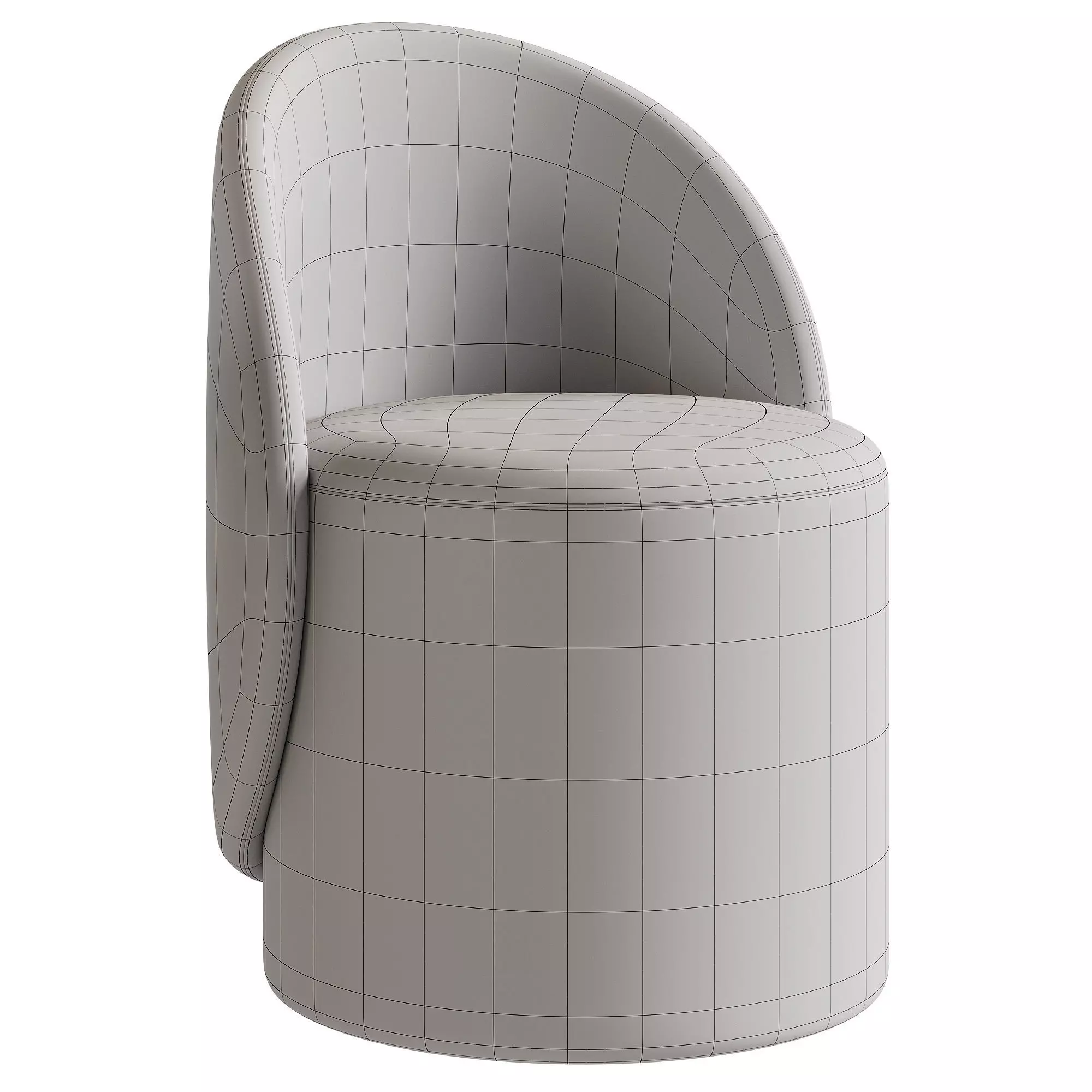 Loreen rotating pouf boucle white 3D model