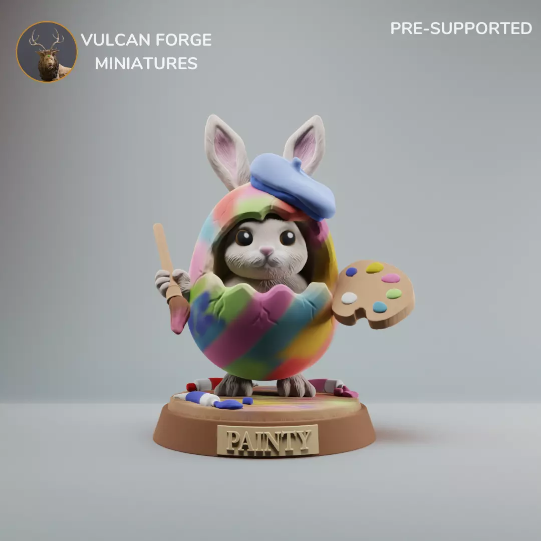 Easter bunny in egg cute Easter bunny painter 3D print model