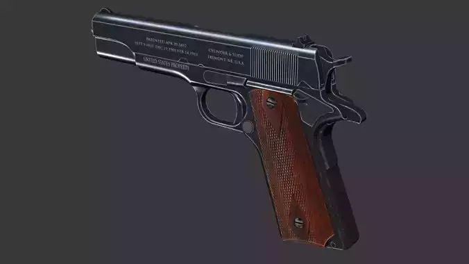 Colt 1911 - Game mesh Low-poly 3D model