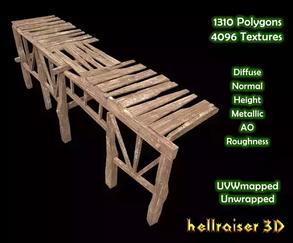 Wooden Platform - PBR - Textured