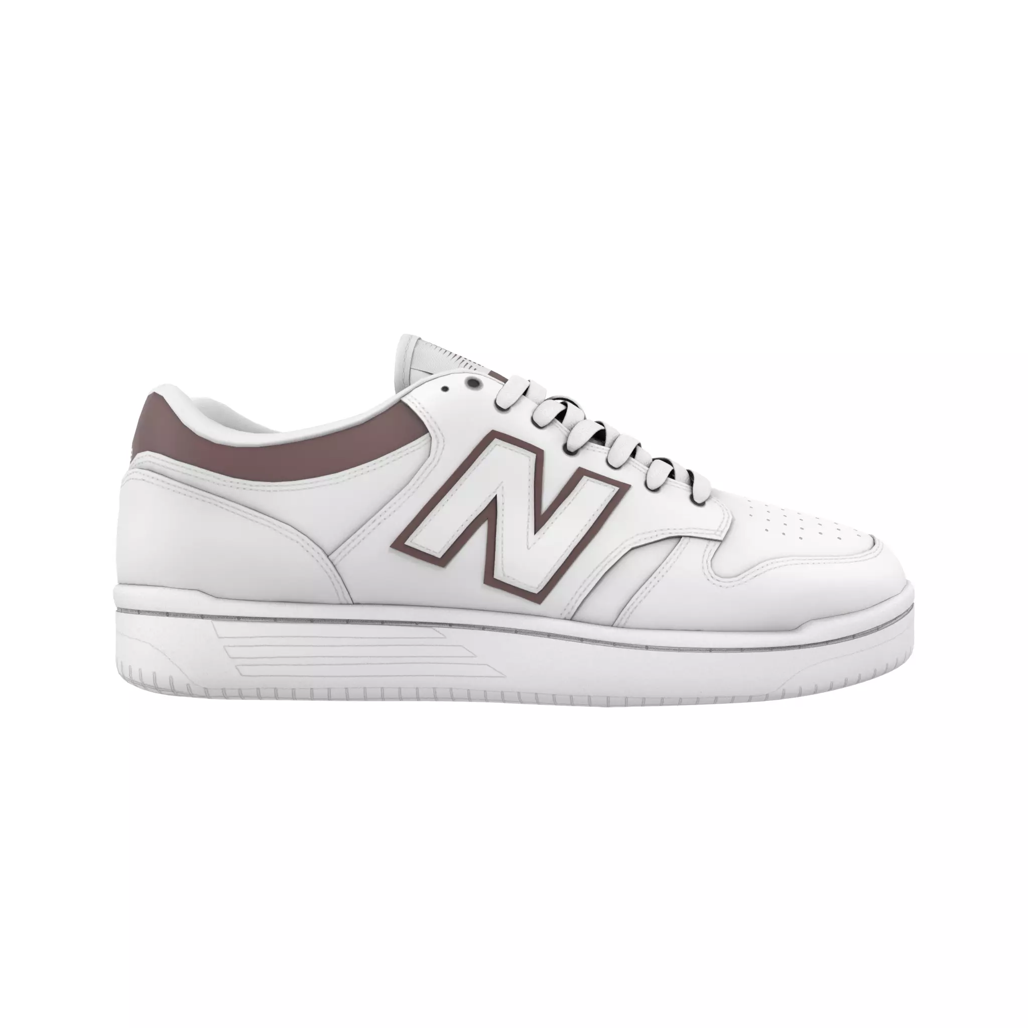 New Balance 480 White Burgundy Low-poly 3D model