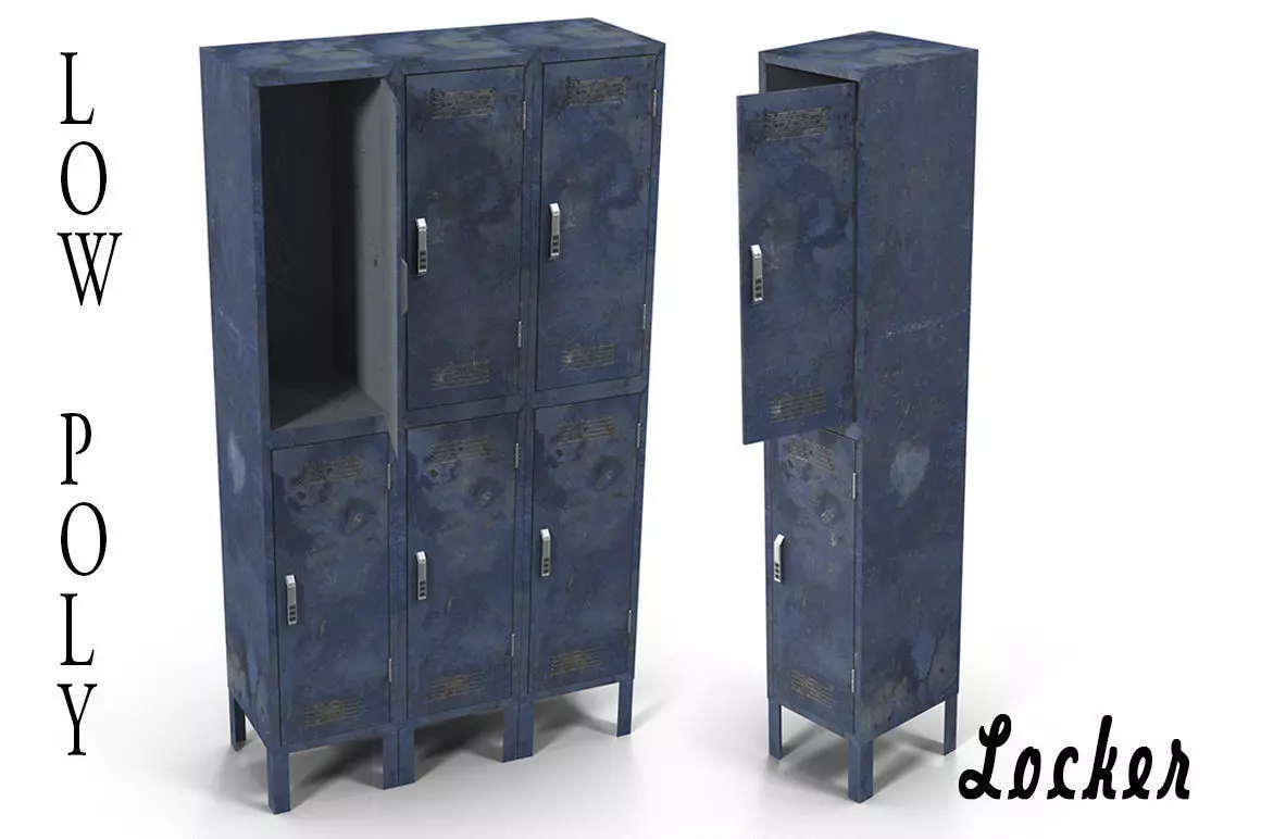 Lockers metal locker Low-poly 3D model_0