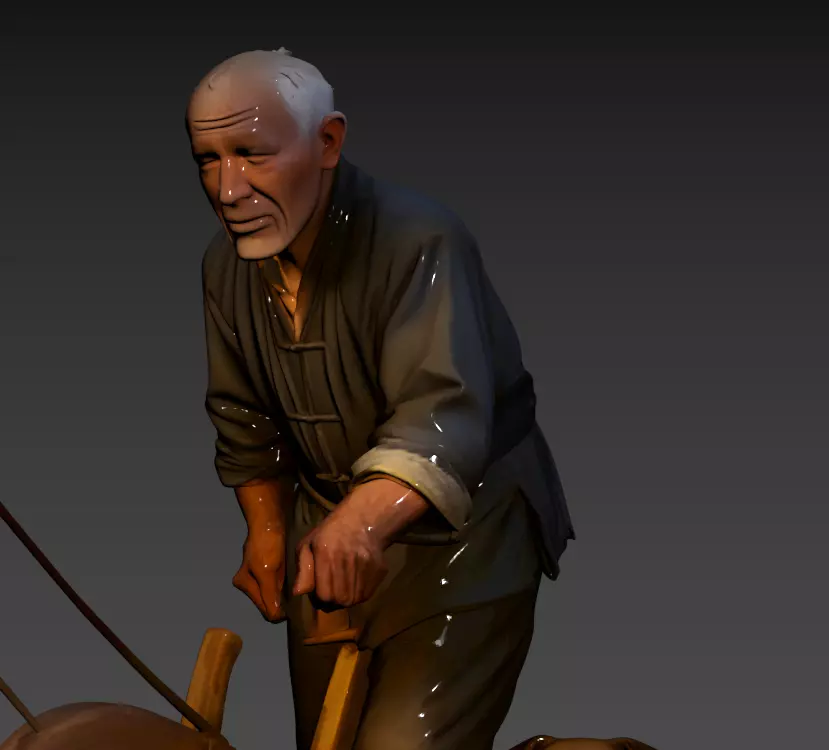 113- Two Old Farmers Primitive Farmland on Loess Plateau 3D model