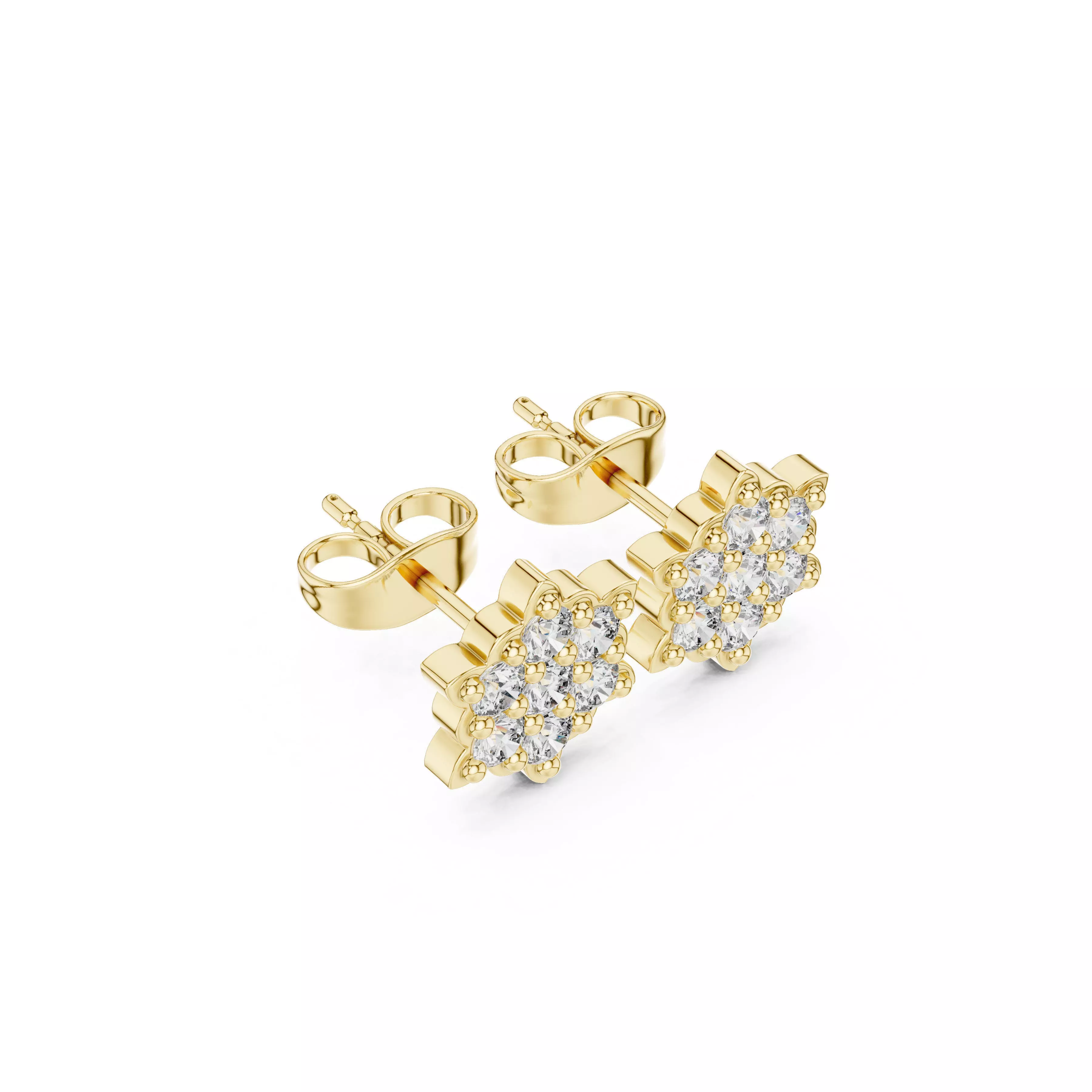 Jewelry Star Shaped Halo Snowflake Floral Diamond Stud Earrings 3D print model