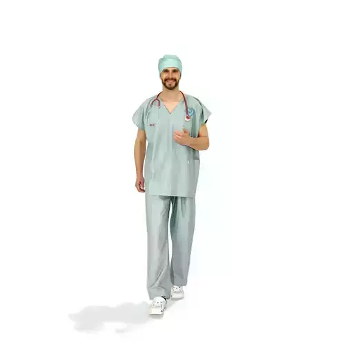 Standing Smiling Doctor WMan0309-HD2-O02P01-S Low-poly 3D model