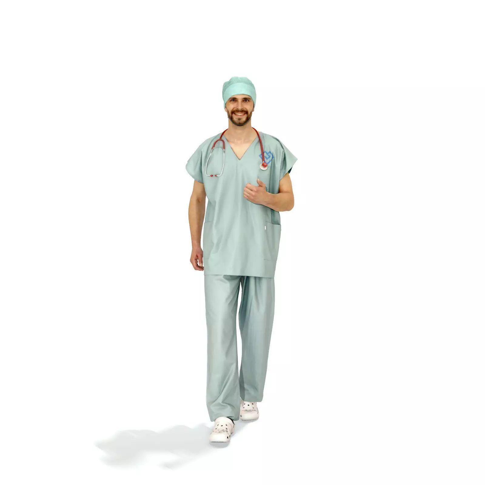 Standing Smiling Doctor WMan0309-HD2-O02P01-S Low-poly 3D model