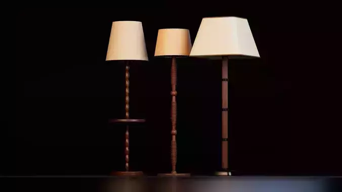 Classic Wooden Floor Lamps 3D model 2