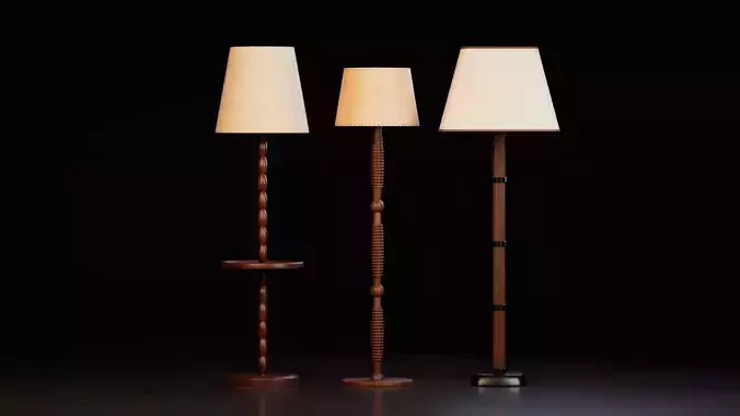 Classic Wooden Floor Lamps 3D model