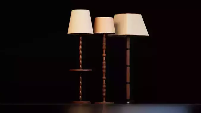 Classic Wooden Floor Lamps 3D model 3
