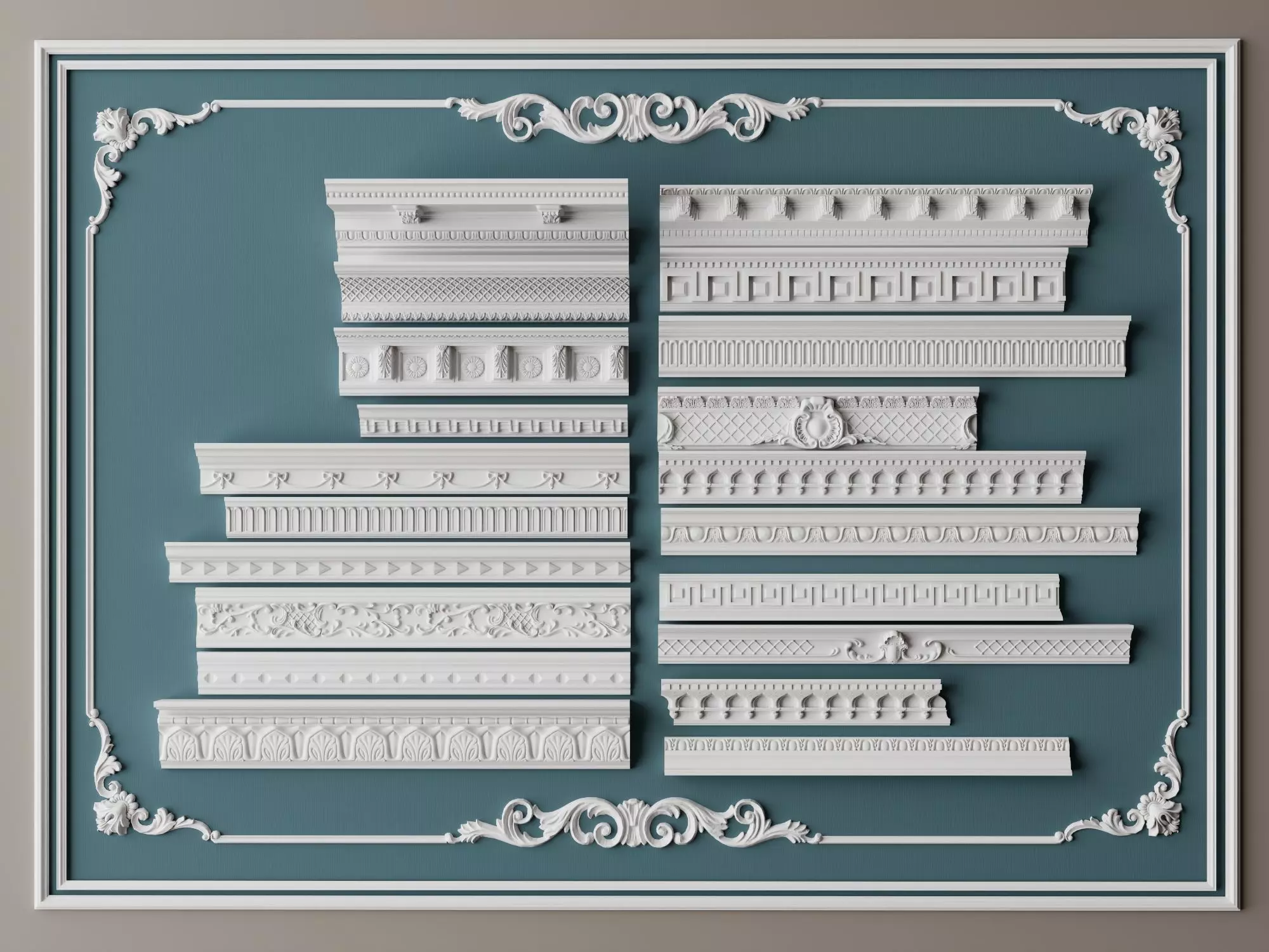 European Classic Decorative Molding Collection Low-poly 3D model