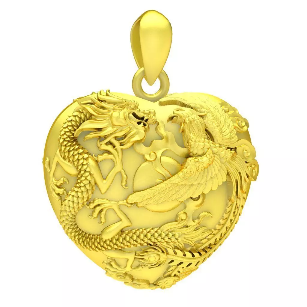 Chinese Dragon Phoenix Pendant 211a 3D print model