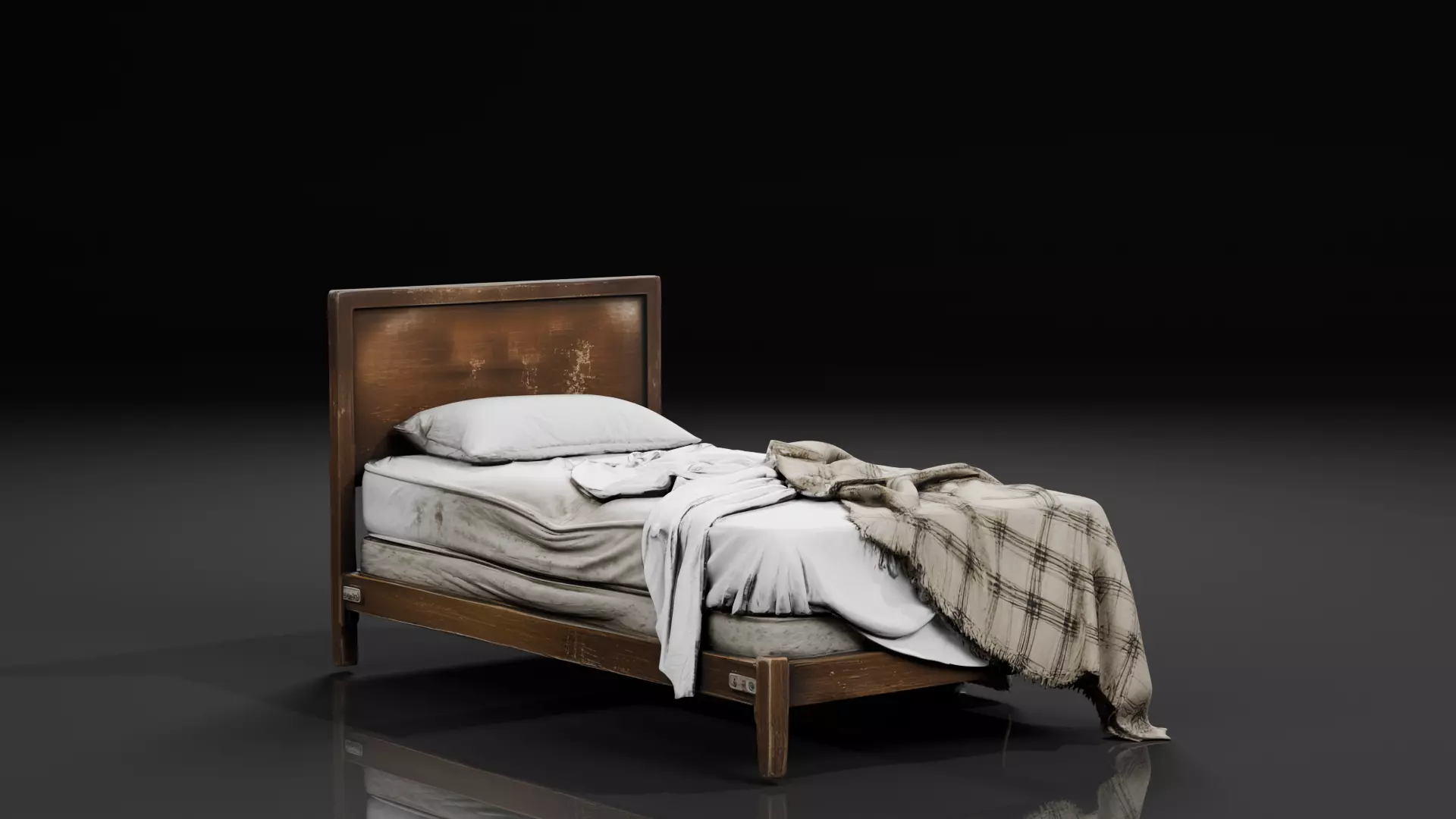 Single Bed Realistic Free low-poly 3D model