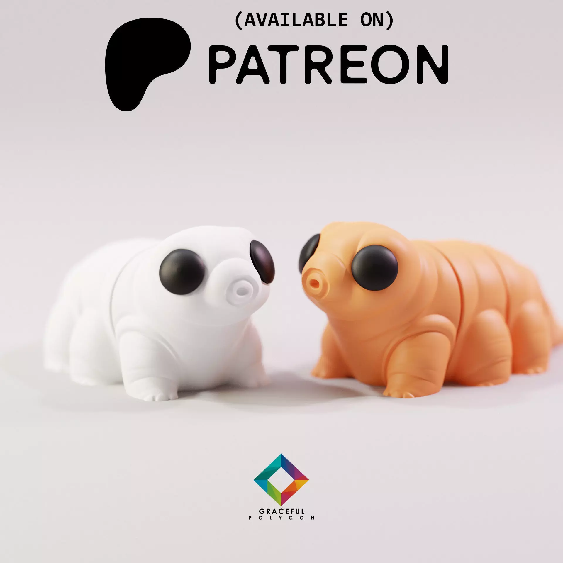 TARDIGRADE STL FLEXI CHIBI CUTE GRACEFULPOLYGONS 3D print model 3D print model