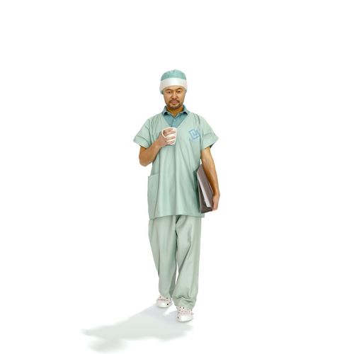 Standing Doctor Drinking Coffee WMan0310-HD2-O02P01-S Low-poly 3D model