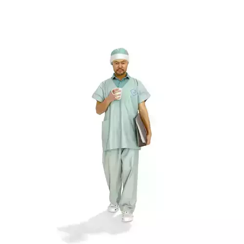 Standing Doctor Drinking Coffee WMan0310-HD2-O02P01-S