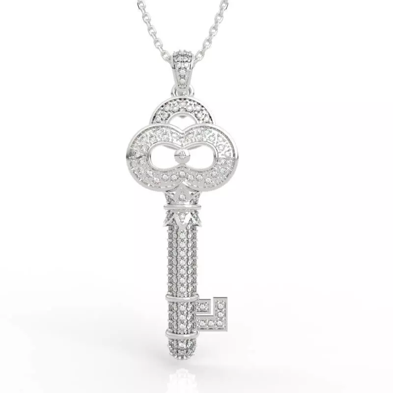 Brilliant Infinity Diamond Key Pendant Necklace 3D print model