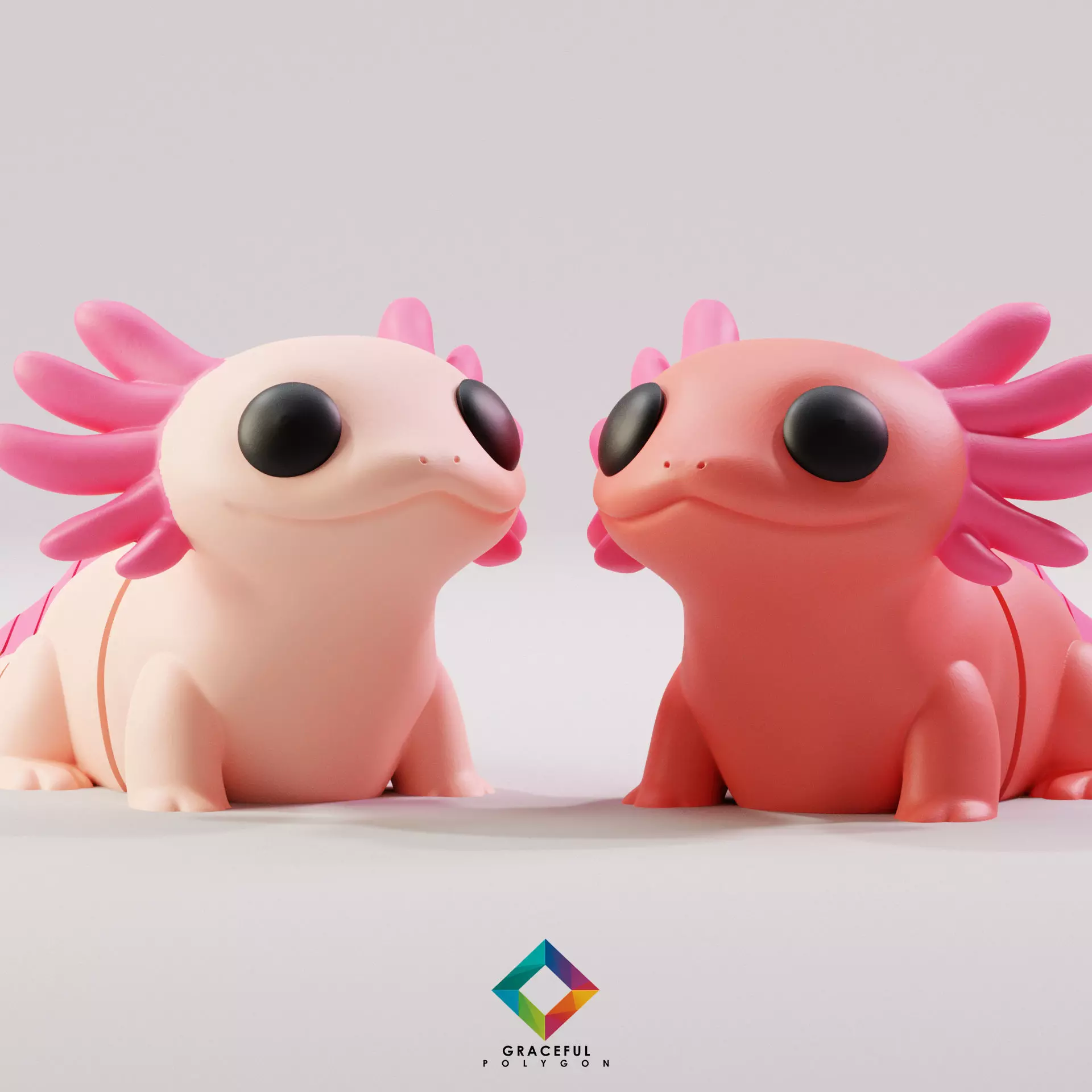 AXOLOTL STL FLEXI CHIBI CUTE GRACEFULPOLYGONS 3D print model 3D print model