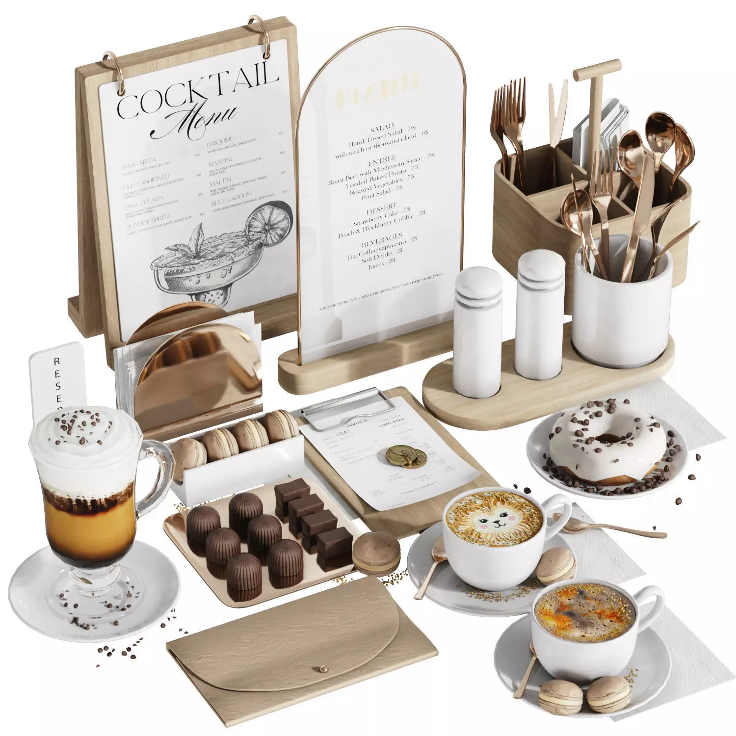 Cafe restaurant and canteen tableware set 7 3D model