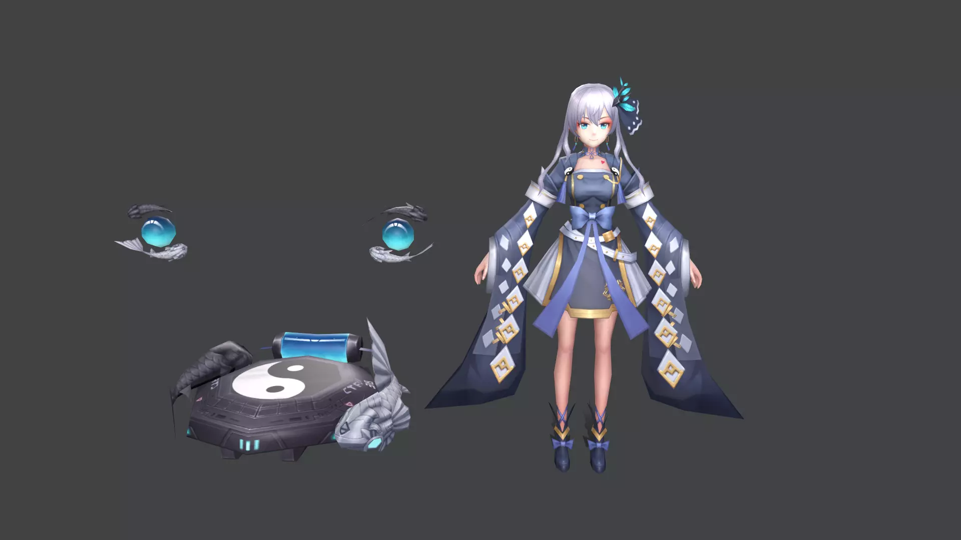 Female mage Low-poly 3D model