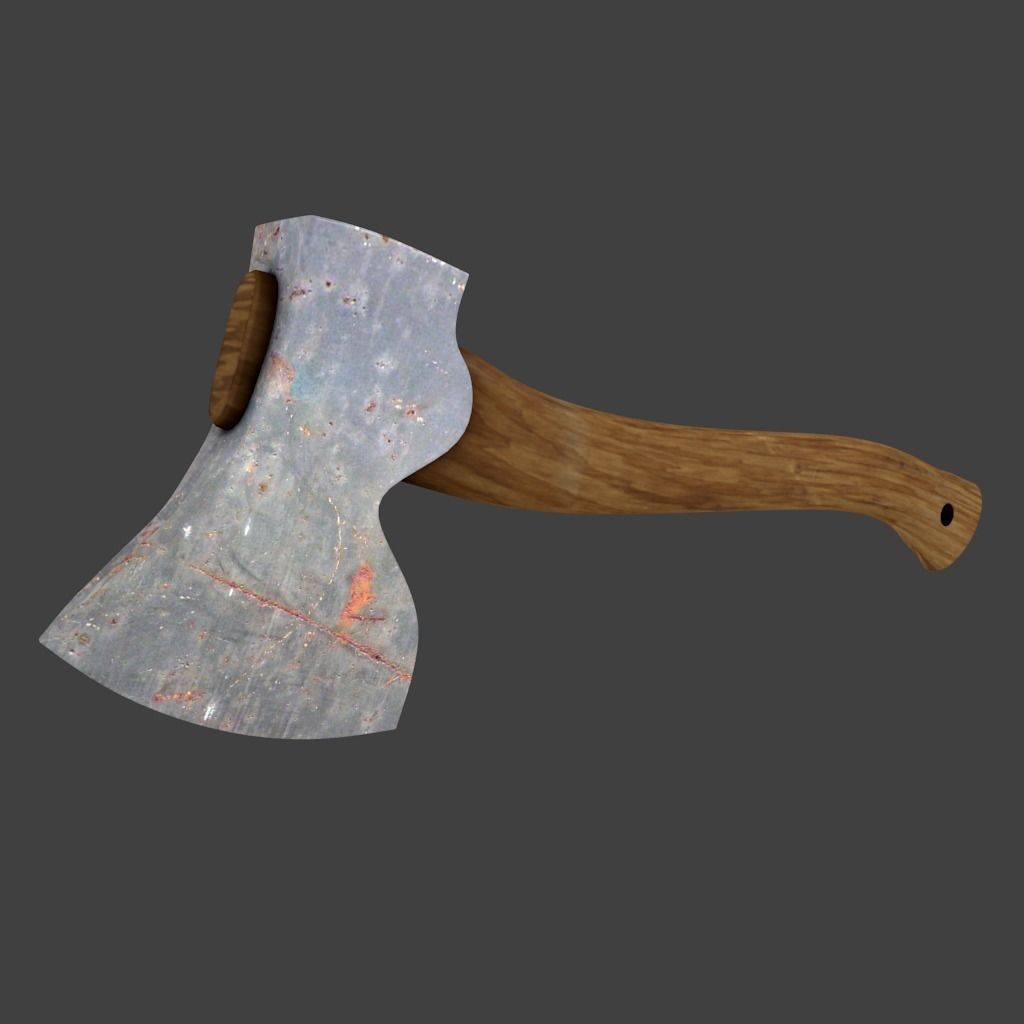 Rusty Axe Low-poly 3D model_0