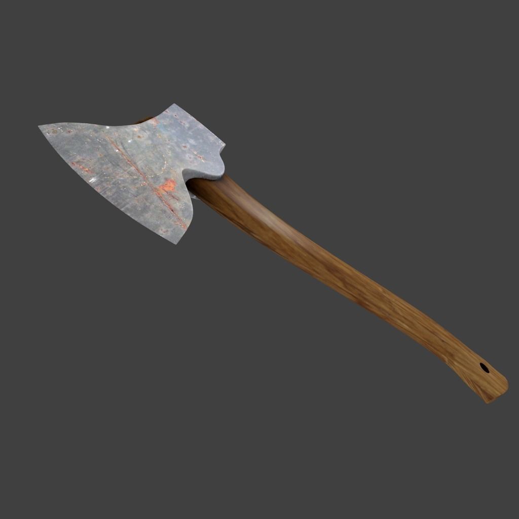 Rusty Axe Low-poly 3D model_1