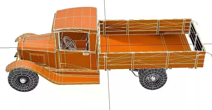 1920s Vintage Farm Pickup Low Poly Classic Utility Truck Low-poly 3D model 7