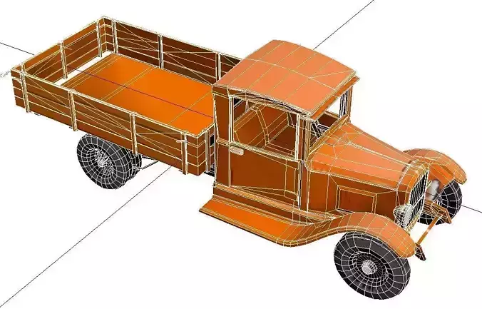 1920s Vintage Farm Pickup Low Poly Classic Utility Truck Low-poly 3D model 6