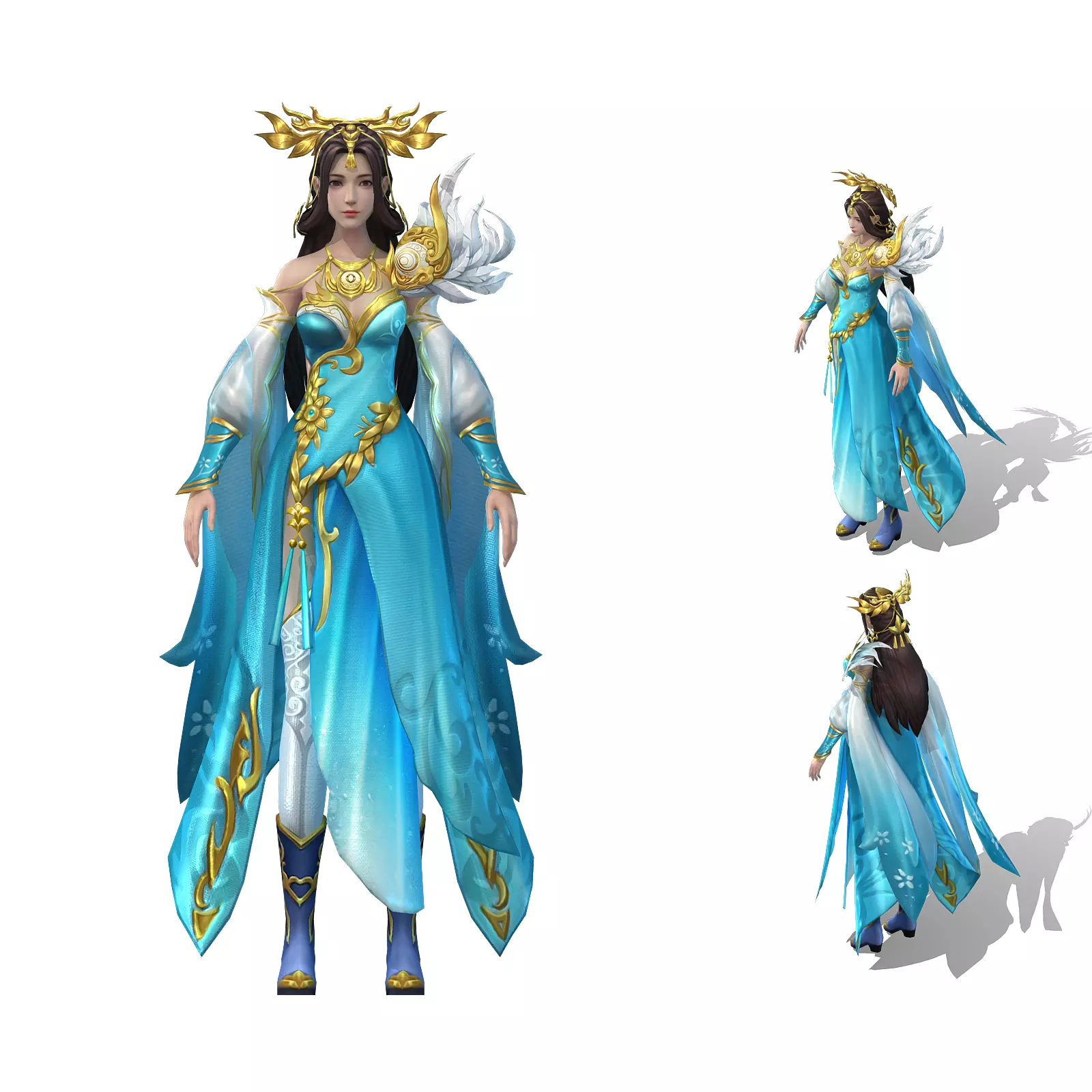 Chinese fantasy female mage Low-poly 3D model