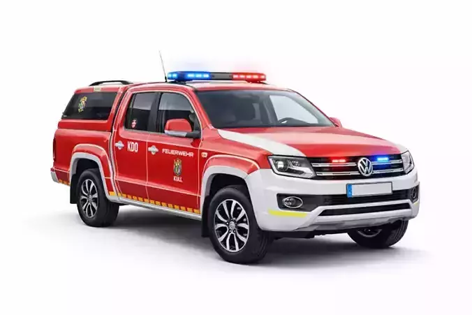 Fire Pickup Rescue Vehicle Low Poly Emergency Truck
