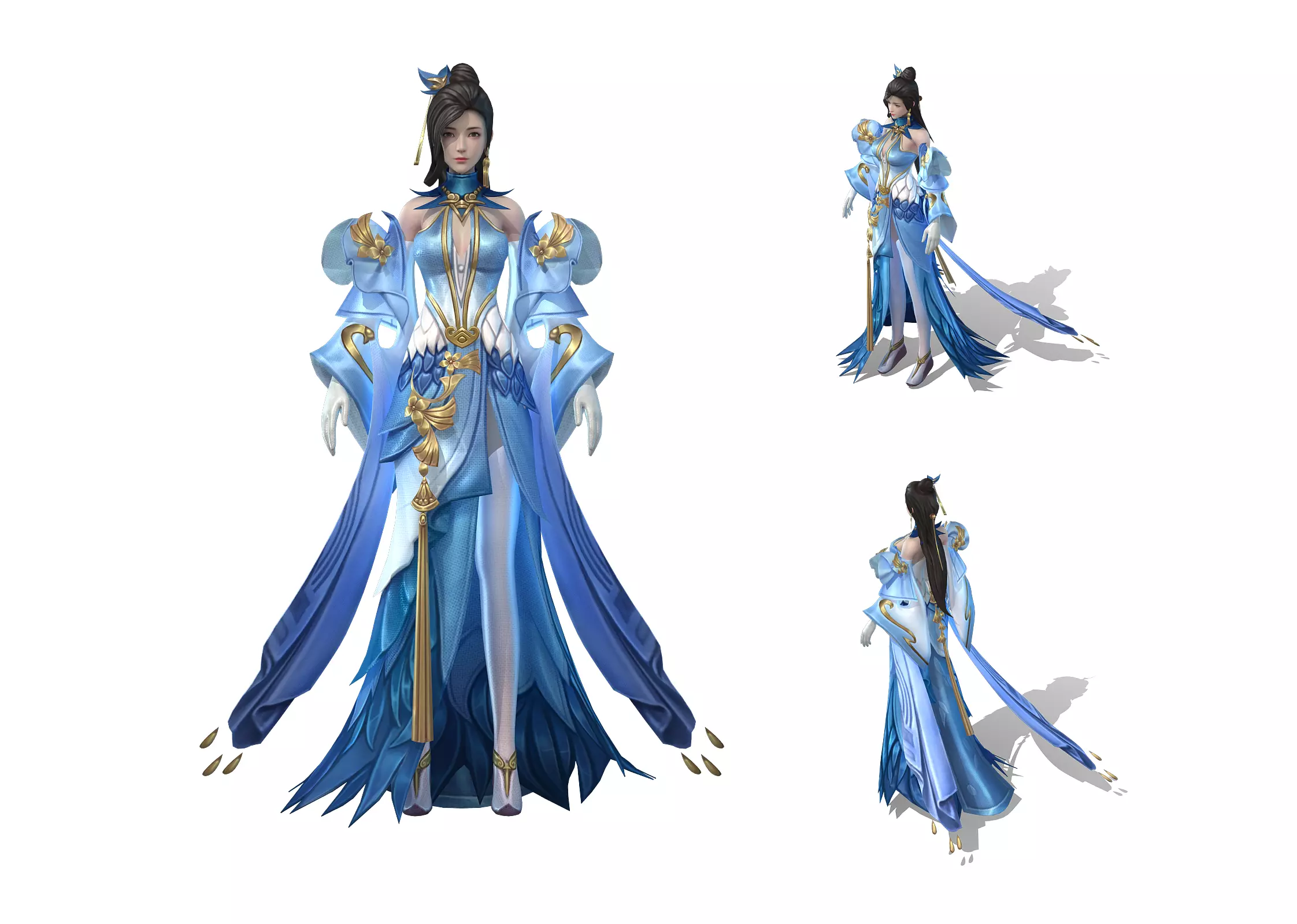 Chinese-style fantasy girl Low-poly 3D model