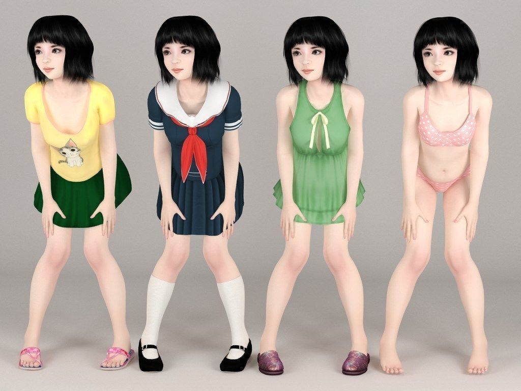 Kayoko various outfit pose 03 3D model_3