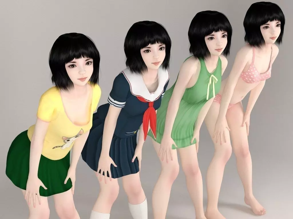 Kayoko various outfit pose 03 3D model_0