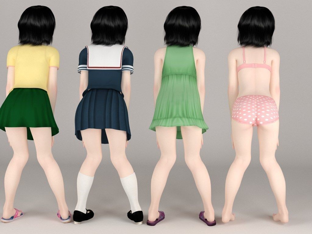 Kayoko various outfit pose 03 3D model_6