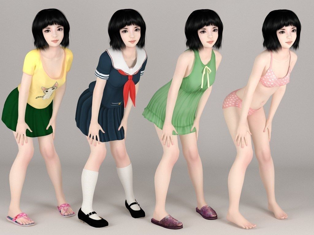 Kayoko various outfit pose 03 3D model_4