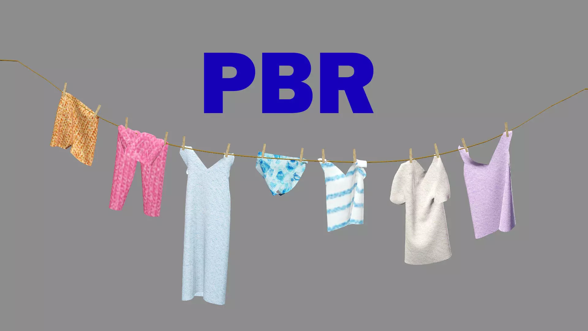 Drying Washing Clothes Line 02 Low-Poly 3D Model Low-poly 3D model