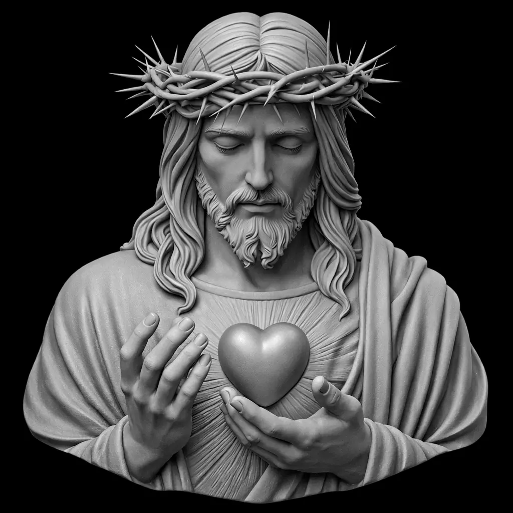 Sacred Heart Jesus Devotional Bust 3D Relief STL 3D Print Model 3D print model