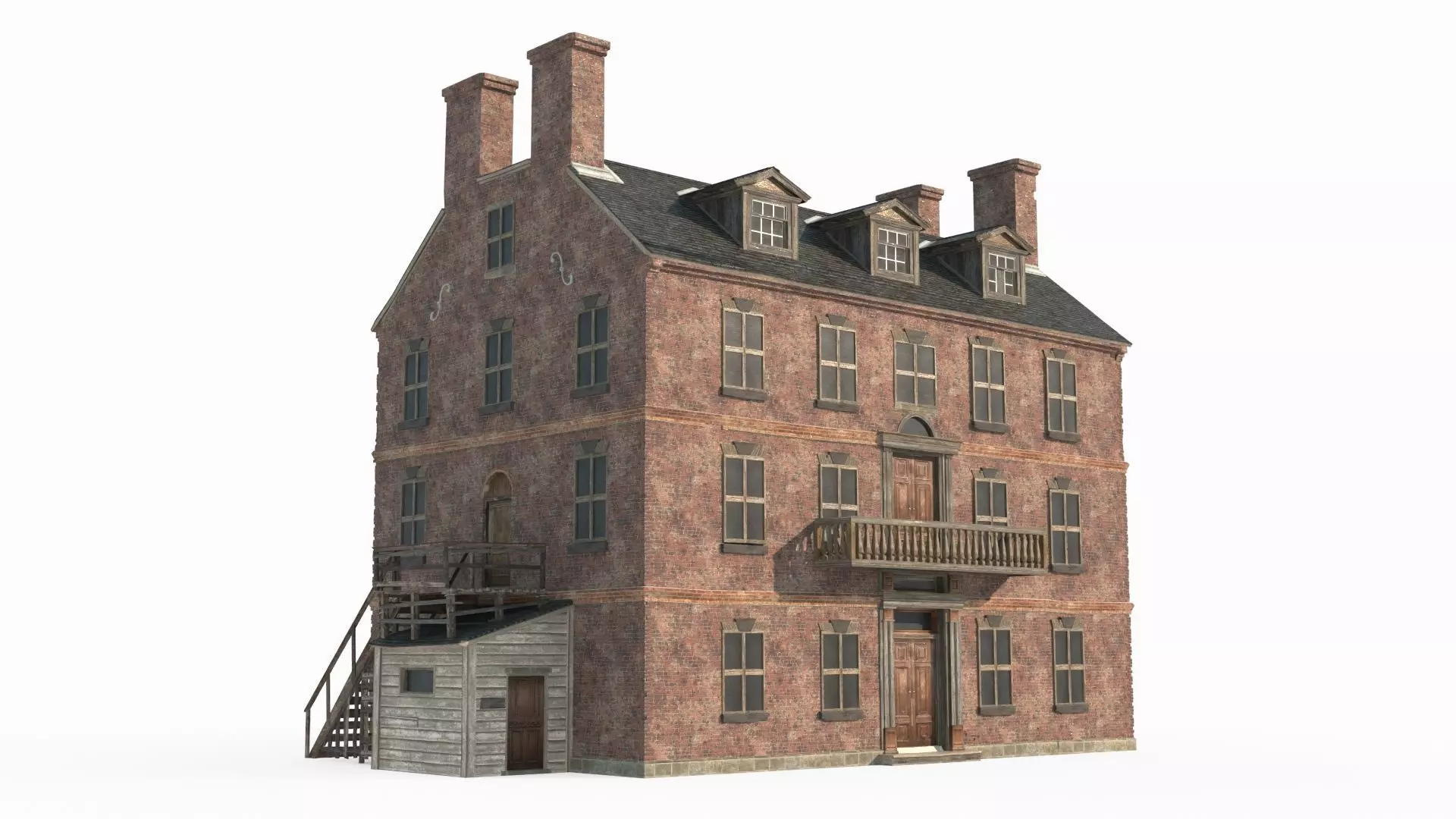 18th century architecture urban buildings shops 3D model