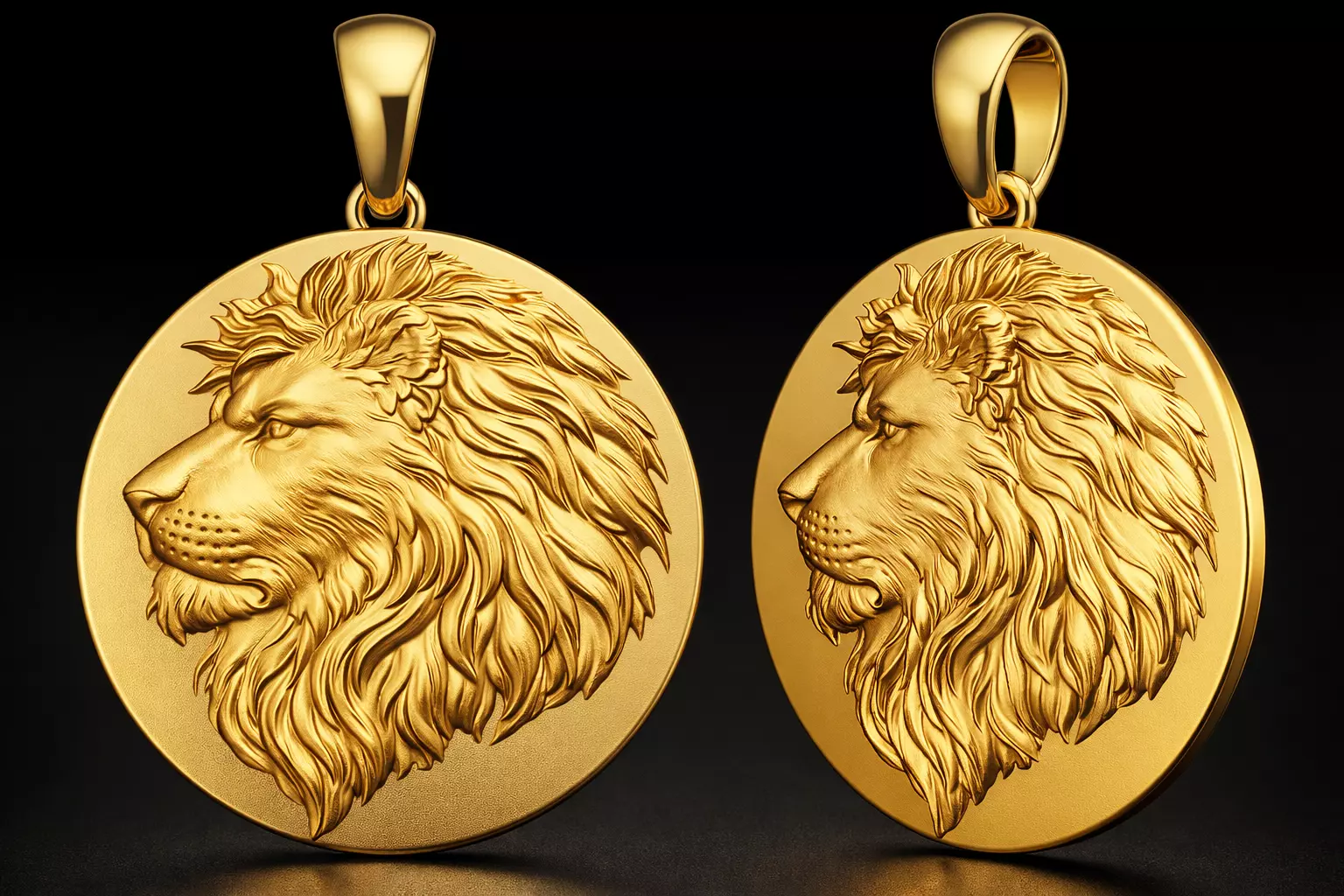 Lion Head Medallion Pendant 3D Model 3D print model