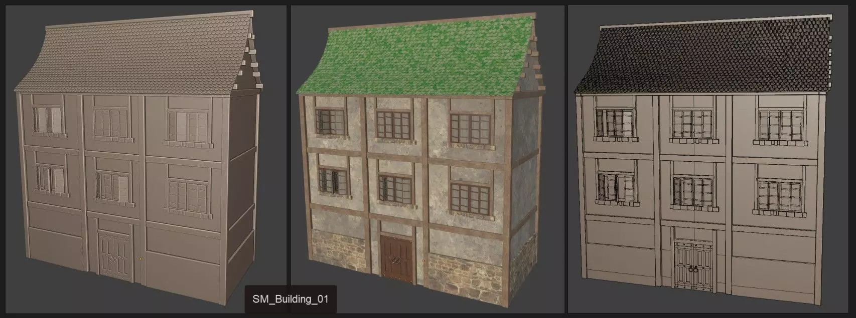 Medieval Castle And Town Layout - House - 1 Low-poly 3D model