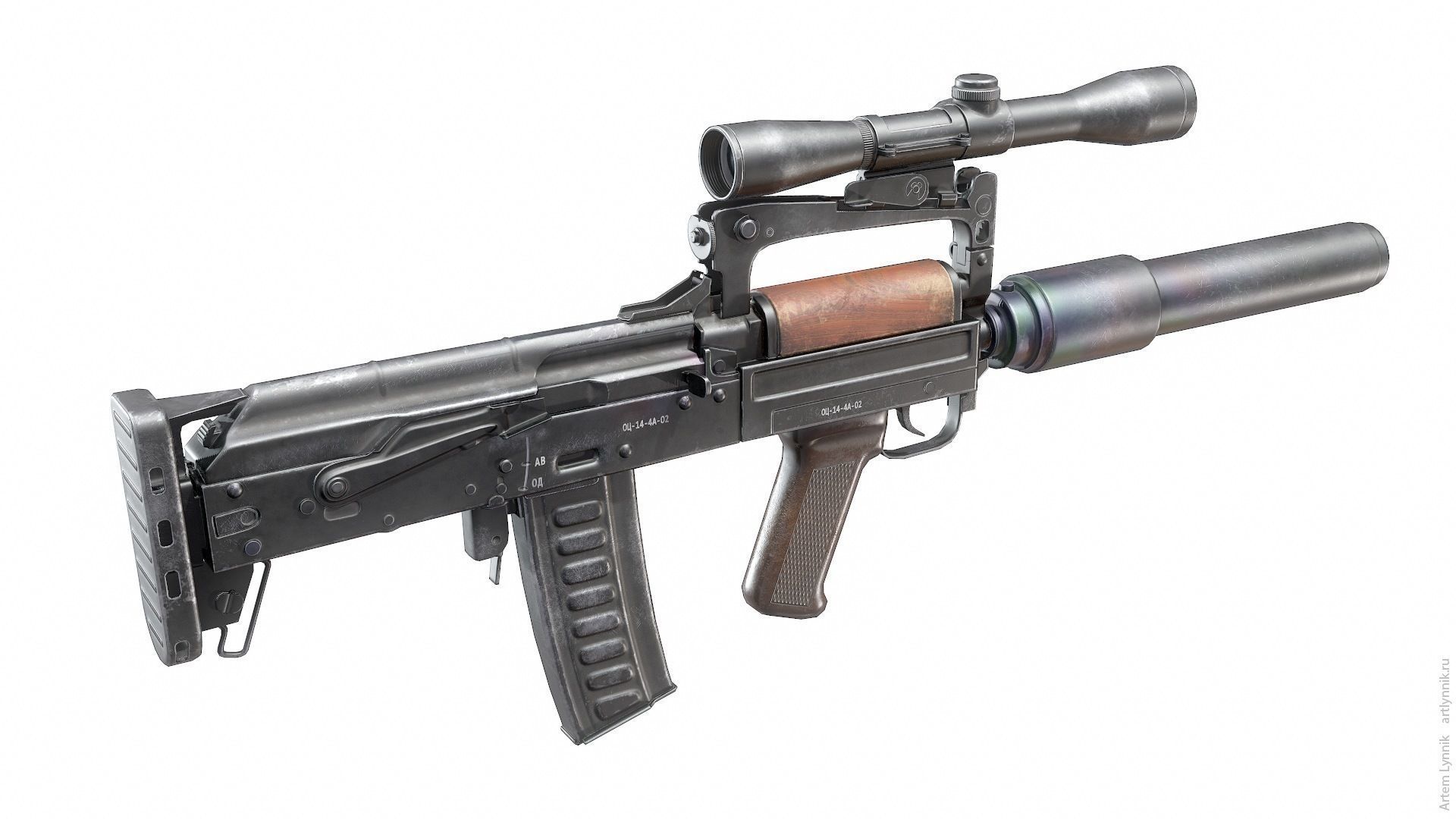 OTs-14 Groza Low-poly 3D model_2