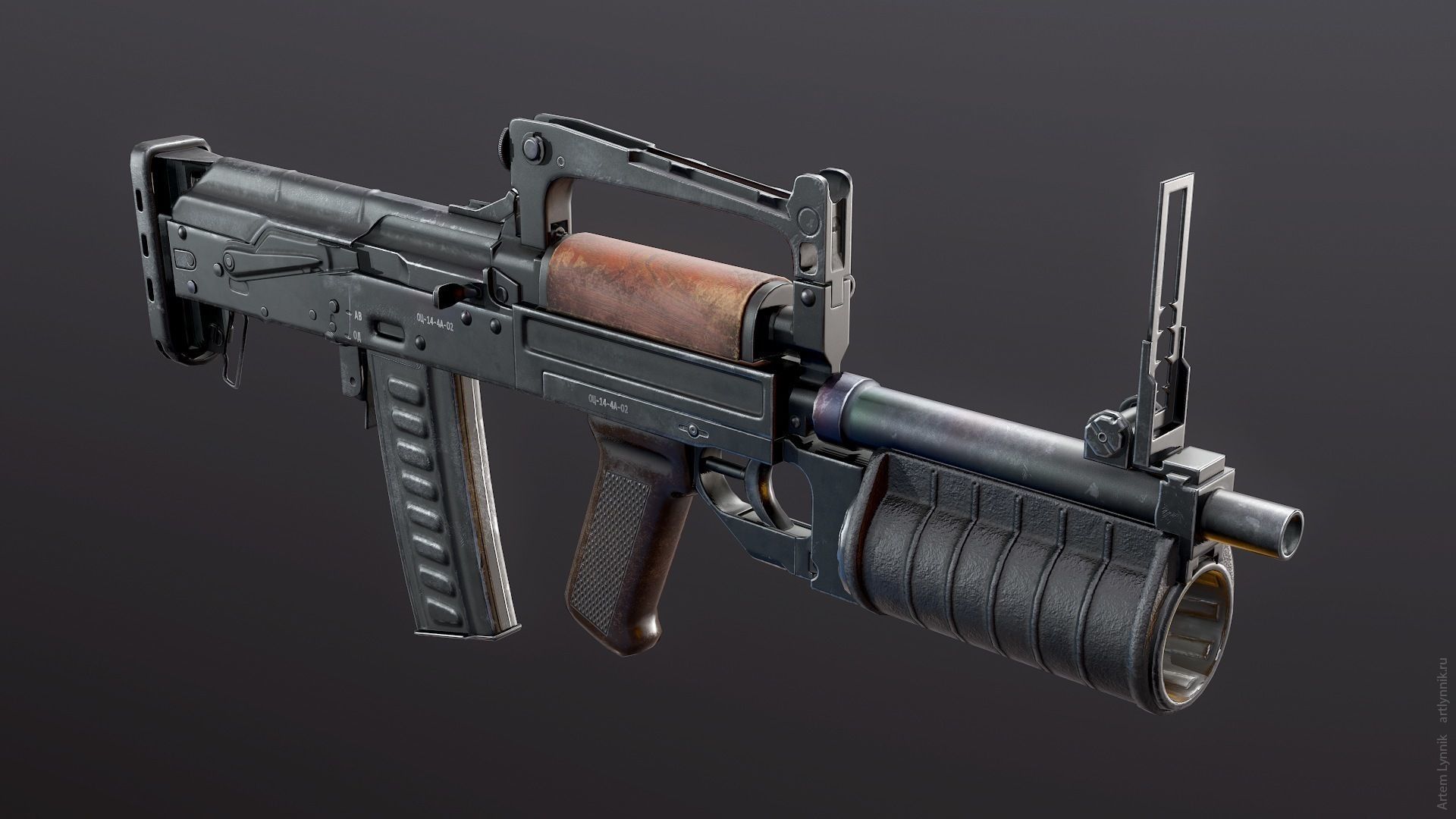 OTs-14 Groza Low-poly 3D model_1
