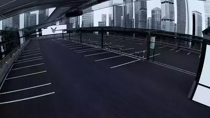 Realistic Rooftop Parking 3D Environment 3D model 4