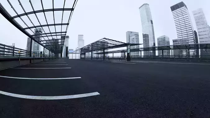 Realistic Rooftop Parking 3D Environment 3D model