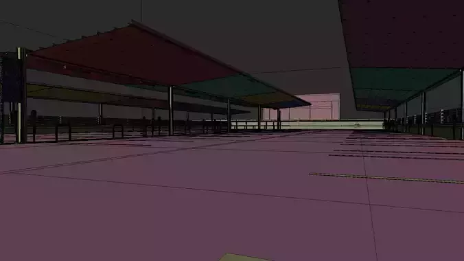 Realistic Rooftop Parking 3D Environment 3D model 7
