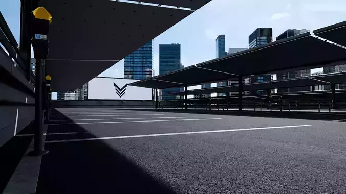 Realistic Rooftop Parking 3D Environment 3D model 3