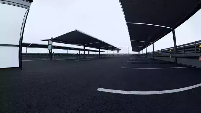 Realistic Rooftop Parking 3D Environment 3D model 5