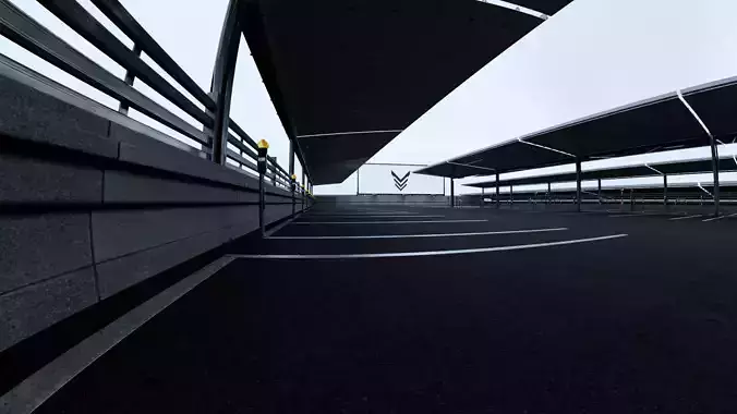 Realistic Rooftop Parking 3D Environment 3D model 2