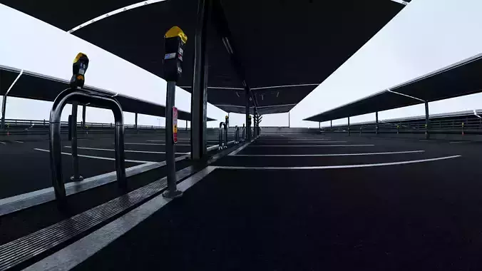 Realistic Rooftop Parking 3D Environment 3D model 6