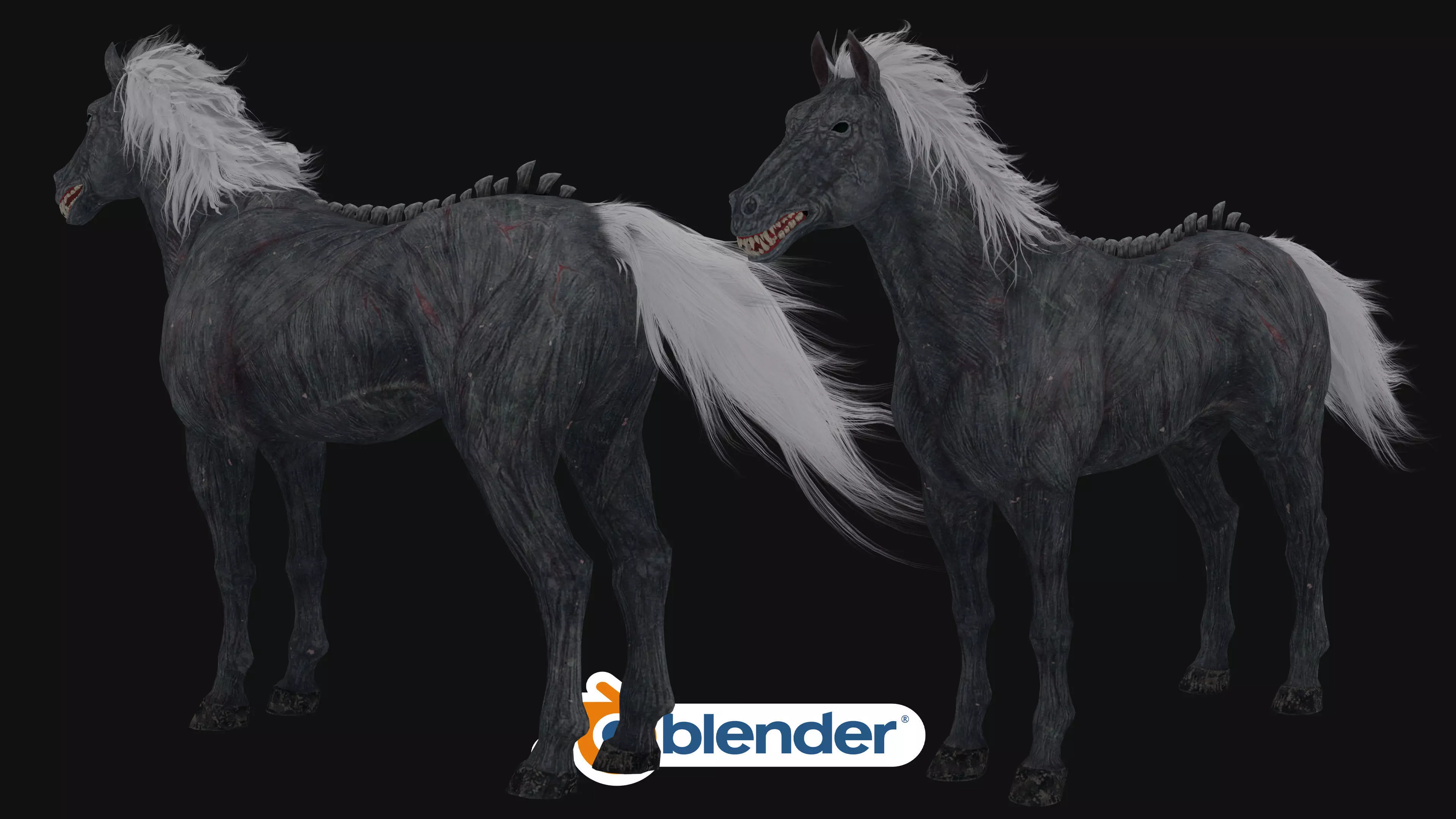 Undead Zombie Vampire Riding Horse PBR Game Ready Low-poly 3D model